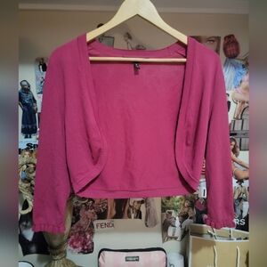 White House Black Market Fuchsia Pink Ruffle Cardigan